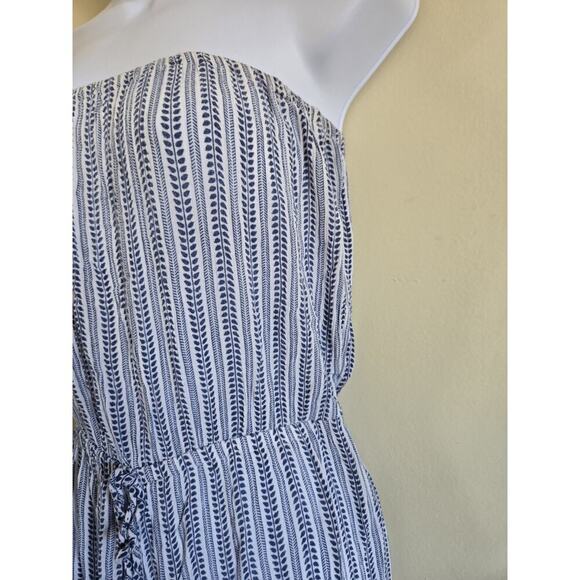 ELAN Womens Medium Jumpsuit Blue Boho Beachy Culotte Strapless Cover Up Vacation - Picture 4 of 5